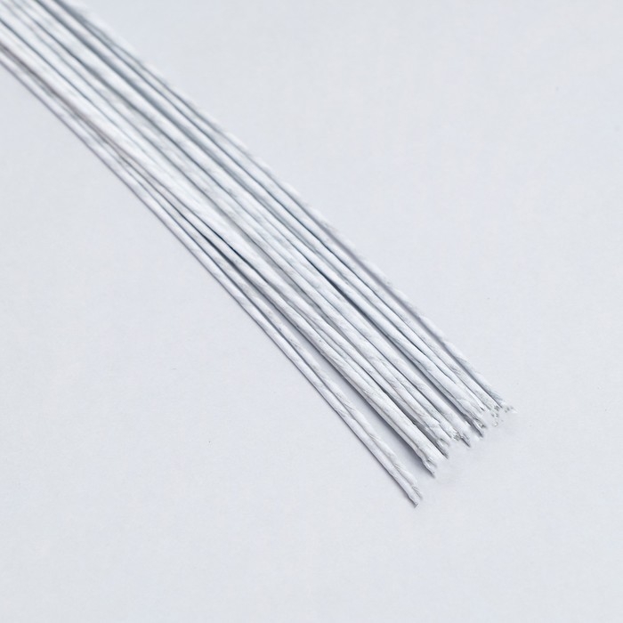 Флористическая проволока в бумажной оплётке  Флористическая проволока в бумажной оплётке "Белая", длина 36 см, 1,2 мм, набор 20 шт