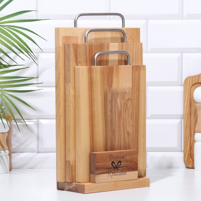 Набор досок разделочных  Набор досок разделочных "Прямоугольник" 3 шт. метал.ручка 34х22х1,8;31х20х1,8;26х18х1,8 см