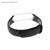 Ремешок для фитнес-браслета Mi Band 3/4 Luazon, с перфорацией, черно-белый