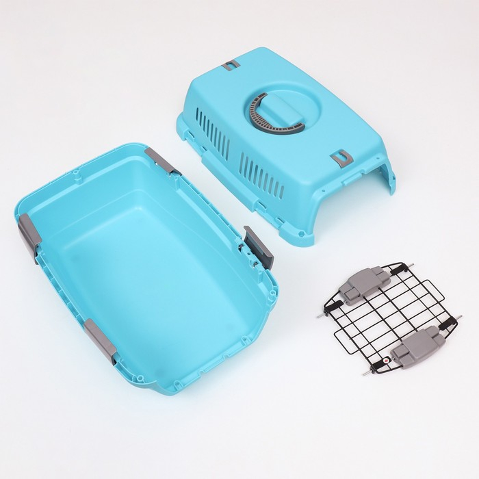 Переноска пластиковая  Переноска пластиковая "Неон" 48х32х29,5 см, вес животного до 12 кг, голубая