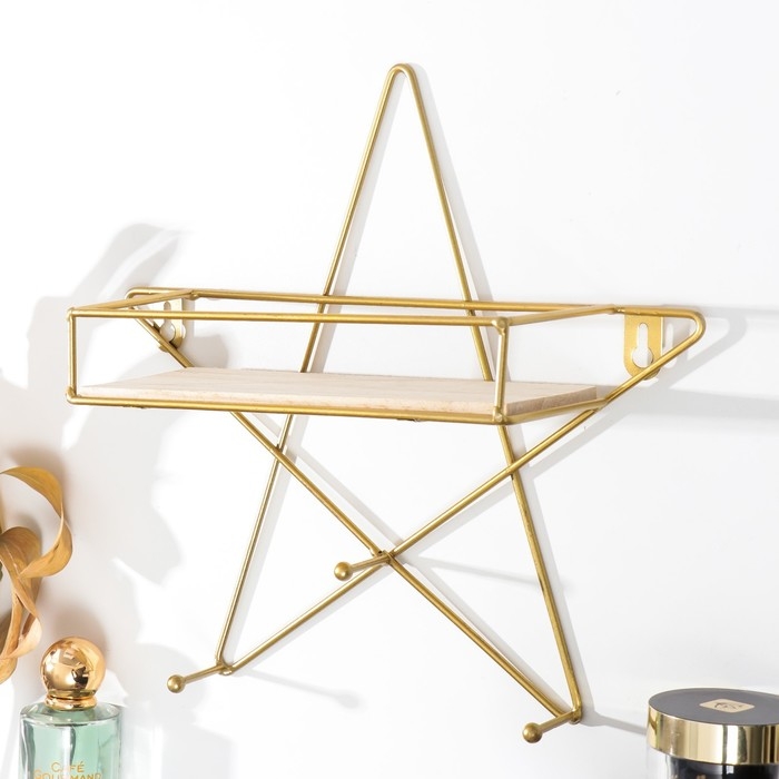 Крючки декоративные металл с полочкой Крючки декоративные металл с полочкой "Золотая звезда" 28х9х28 см