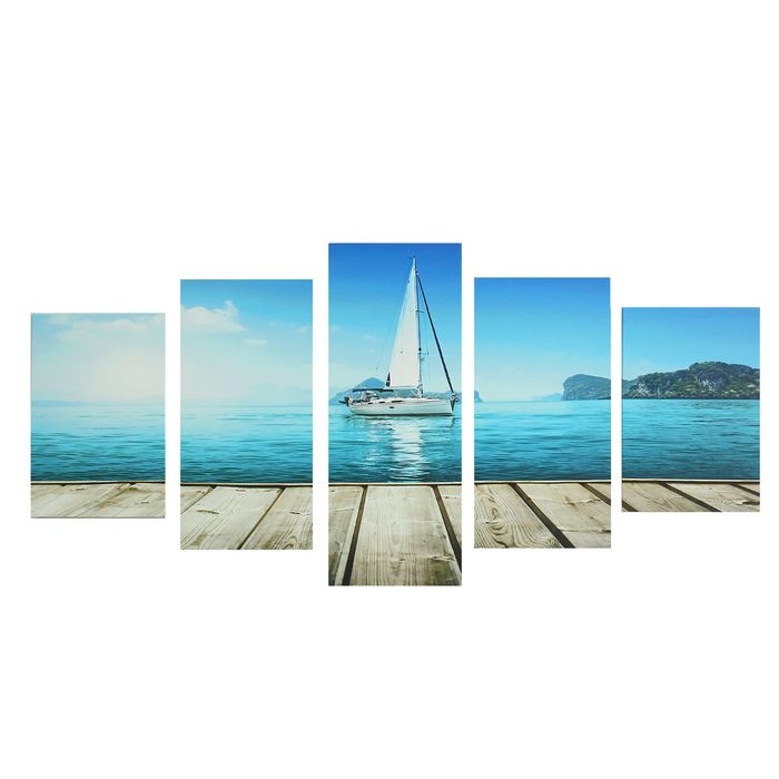 Картина модульная на подрамнике  Картина модульная на подрамнике "Парусник"  2-20х30; 2-20х40; 1-20х50, 50*110 см
