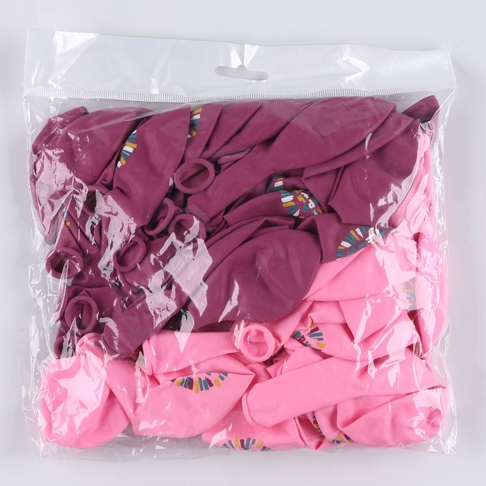 Воздушный шар латексный 12" &laquo;С днём рождения. Розовый яркий&raquo;, 50 шт.