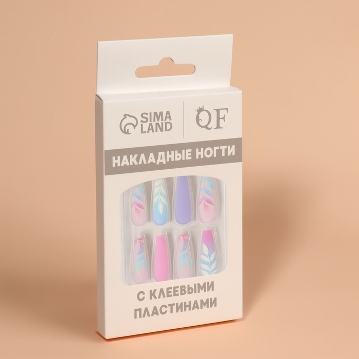 Ногти накладные с кл пластинами 12шт Градиент балерина разноцв к/кор QF Ногти накладные с кл пластинами 12шт Градиент балерина разноцв к/кор QF