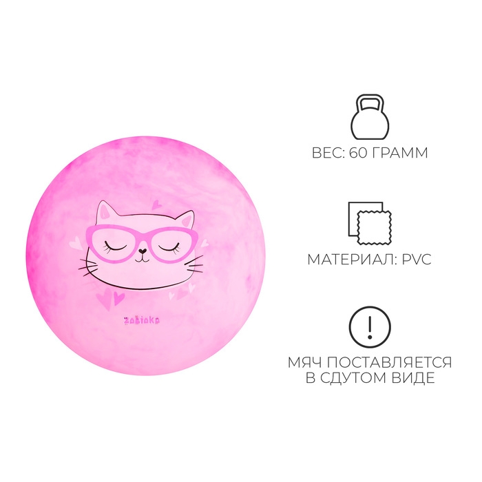 Мяч детский ZABIAKA «Кошечка в очках», d=22 см Мяч детский ZABIAKA «Кошечка в очках», d=22 см