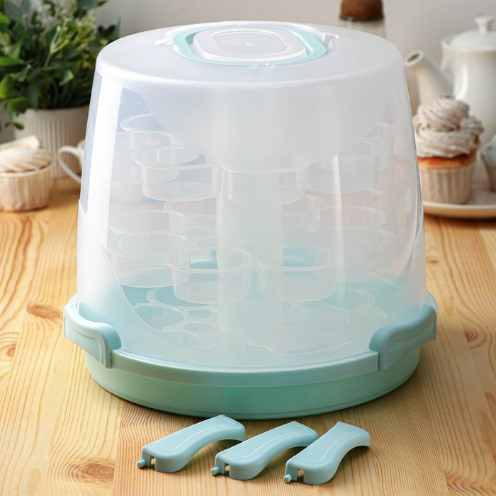 Тортовница с крышкой, 29&times;24 см, 24 ячейки, переносная, цвет МИКС