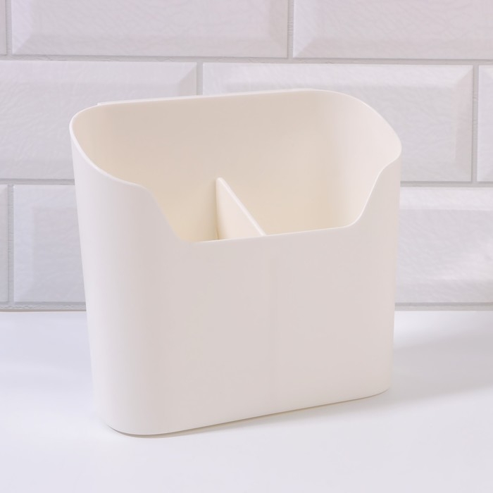 Органайзер для хранения «Нежность», навесной, 2 секции, с клеевой основой, 16,7 × 6,9 см, цвет белый