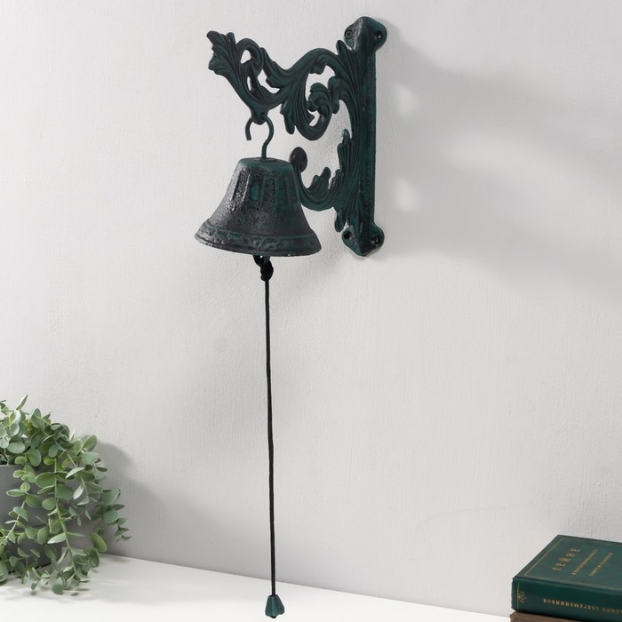 Колокол сувенирный чугун  Колокол сувенирный чугун "Пушистые листья" патина 24х11,5х28,5 см