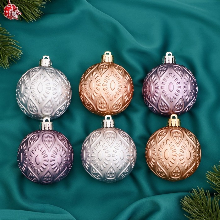 Набор шаров пластик d-6 см, 6 шт Набор шаров пластик d-6 см, 6 шт "Холодок" микс