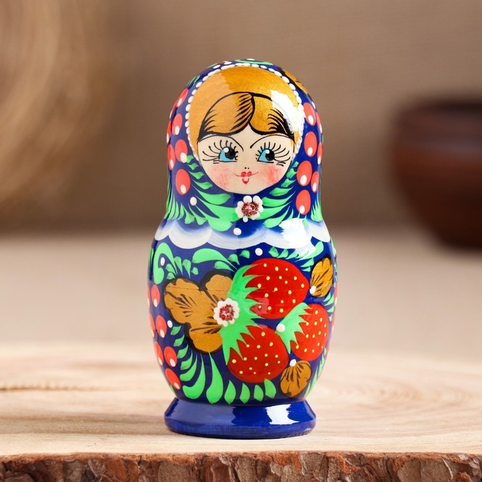 Матрешка  Матрешка "Синее платье", 5-кукольная, 10 см, ручная роспись