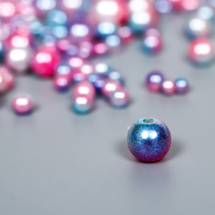 Бусины для творчества пластик Бусины для творчества пластик "Круглые. Градиент. Русалка розово-голубая" d=3-8мм, н-р 10 гр 74595