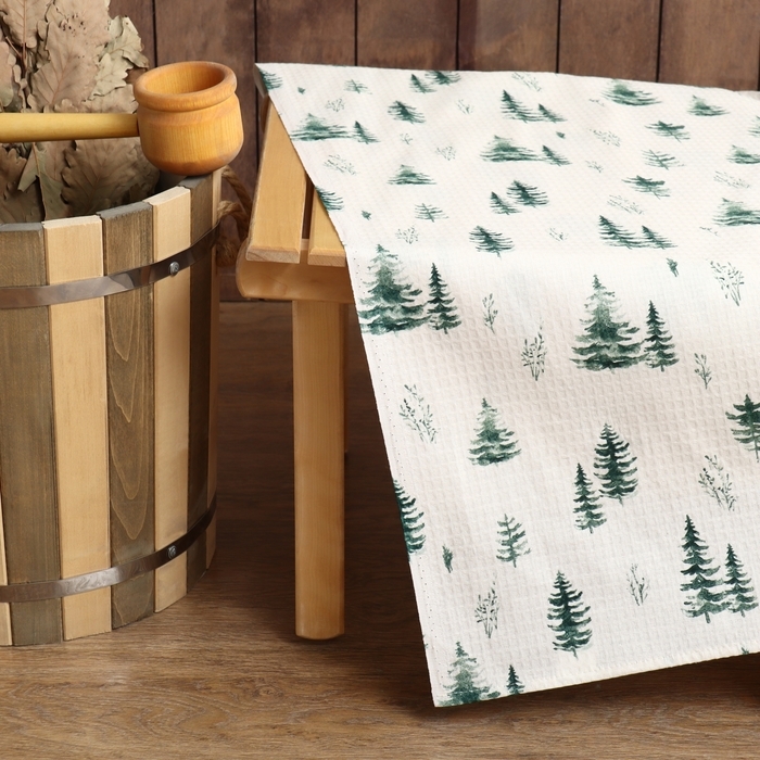 Простыня для бани Простыня для бани "Ёлочки" 150х180 см, хлопок, ваф. полотно