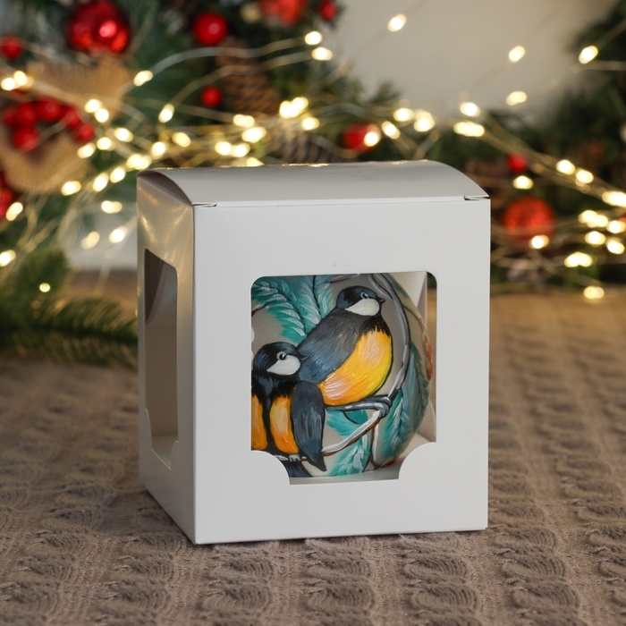 Шар с ручной росписью 100 мм «Синицы на рябине» Шар с ручной росписью 100 мм «Синицы на рябине»