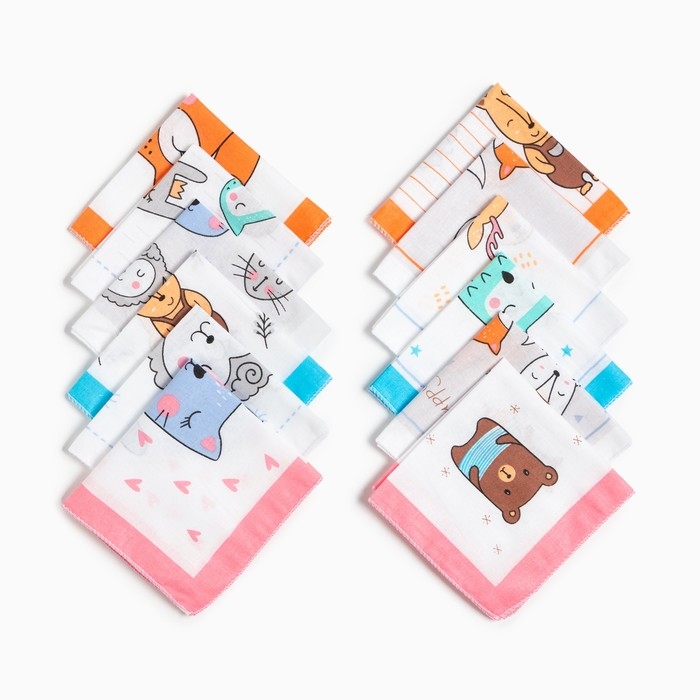 Набор носовых платков Крошка Я Набор носовых платков Крошка Я "Зверята" 21*21 см-12 шт, цв. МИКС, 100% хл