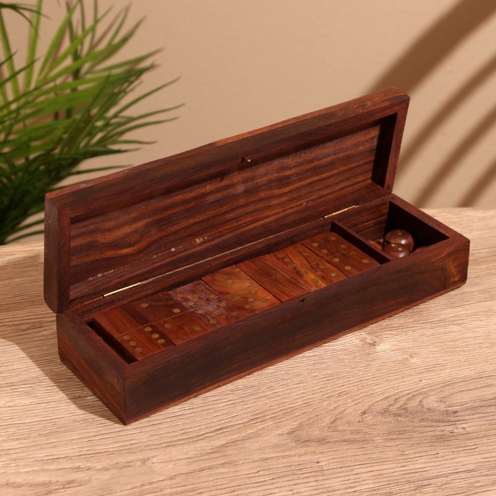 Игра настольная 2в1 (домино + кубики) 25х7,5х5 см, дерево шишам Игра настольная 2в1 (домино + кубики) 25х7,5х5 см, дерево шишам