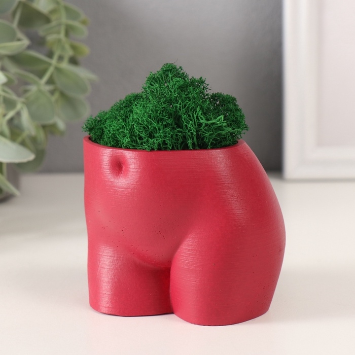 Кашпо бетонное  Кашпо бетонное "Невинный вид" высота 6,5см, ширина 8,5см винный со мхом (мох зелен. стабилиз 1041207