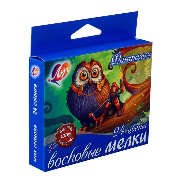 Мелки восковые 24 цвета  Мелки восковые 24 цвета "Фантазия", круглые, МИКС