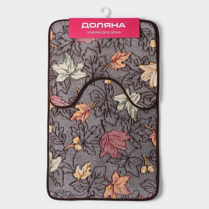 Коврики для ванной и туалета Доляна «Осенние листья», 2 шт: 40×50 см, 50×80 см
