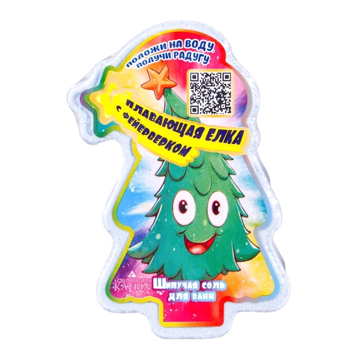 Новый год. Бомбочка для ванн новогодняя  Новый год. Бомбочка для ванн новогодняя "Елка плавающая с фейерверком", 150 г