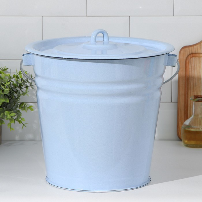 Ведро эмалированное, 12 л, с крышкой, цвет голубой Ведро эмалированное, 12 л, с крышкой, цвет голубой