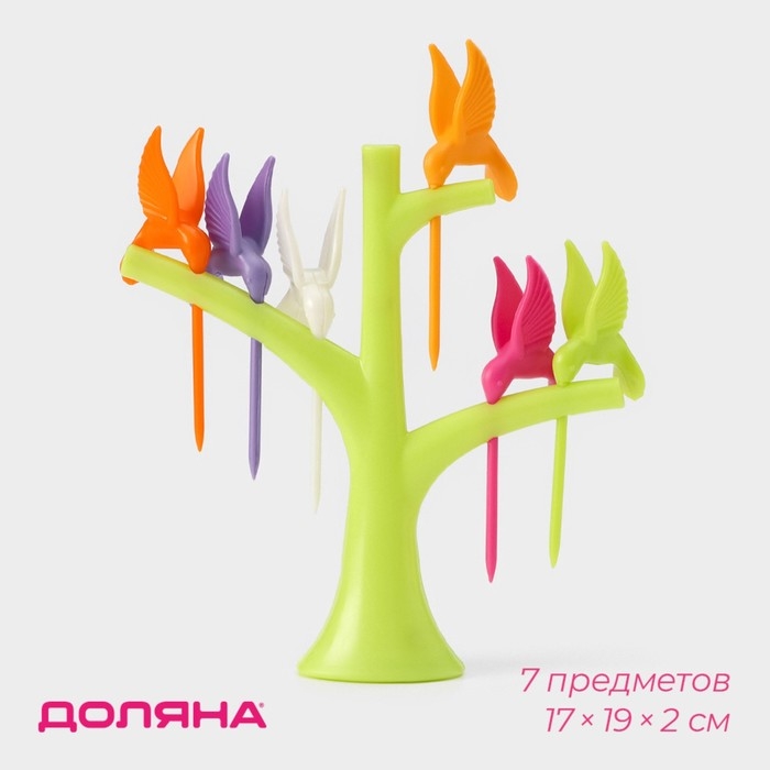 Набор для канапе «Птицы», на подставке, 6 шпажек, цвет МИКС Набор для канапе «Птицы», на подставке, 6 шпажек, цвет МИКС