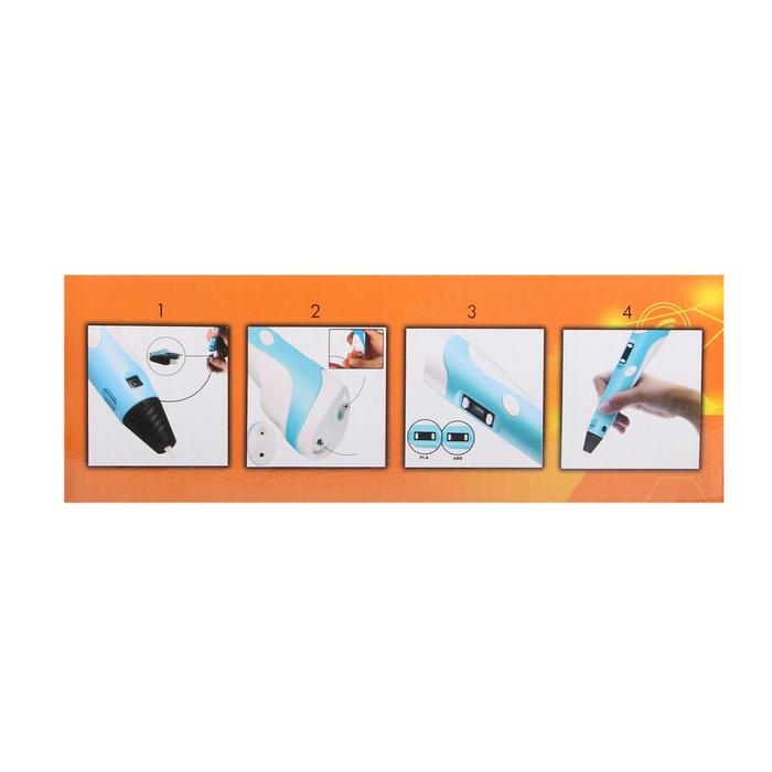 Комплект 3Д ручка с дисплеем желтая + пластик PLA 10 цветов по 10 метров Комплект 3Д ручка с дисплеем желтая + пластик PLA 10 цветов по 10 метров