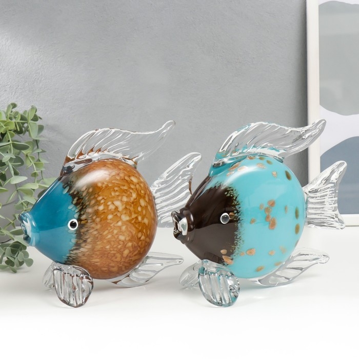 Сувенир стекло Сувенир стекло "Рыба" под муранское стекло МИКС 16х20 см