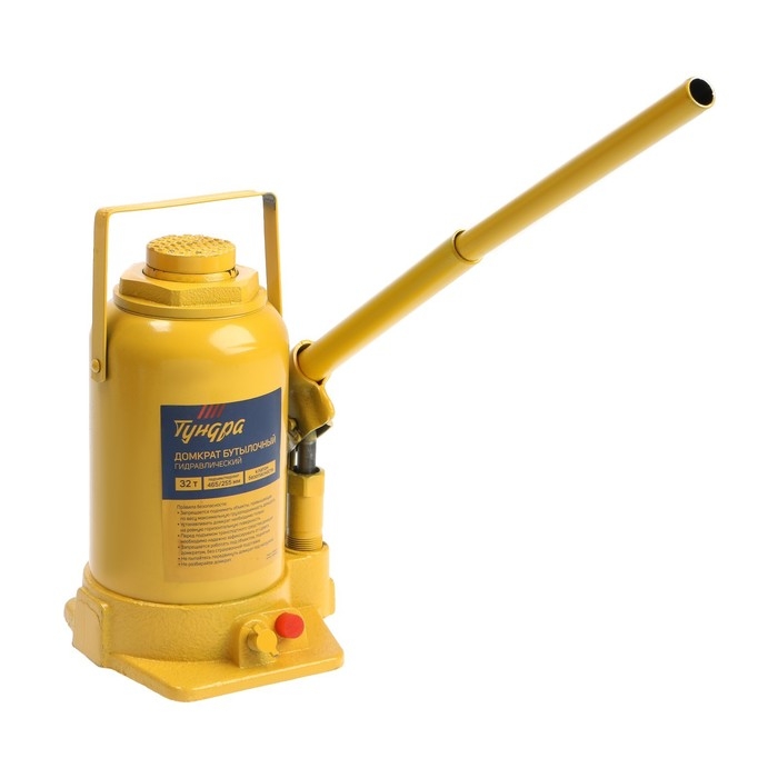 Домкрат бутылочный гидравлический ТУНДРА, второй клапан, подъем/подхват 465/255 мм, 32 т Домкрат бутылочный гидравлический ТУНДРА, второй клапан, подъем/подхват 465/255 мм, 32 т