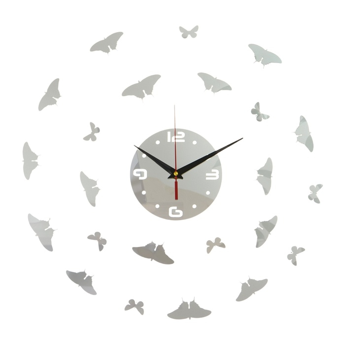 Часы настенные интерьерные, 3d  Часы настенные интерьерные, 3d "Бабочки", бесшумные, большие, d-15 см, 20.5 х 20.5 см