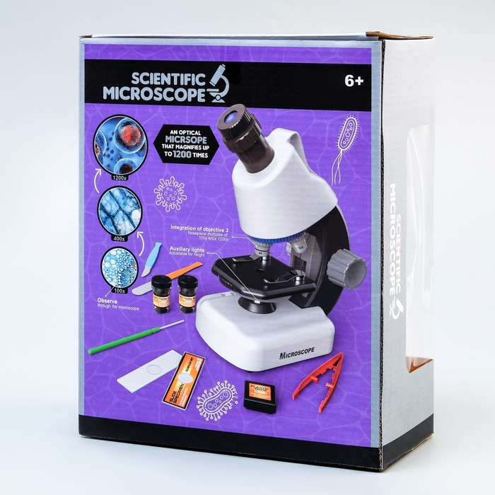 Микроскоп Микроскоп "Юный биолог" кратность до х1200, желтый, подсветка