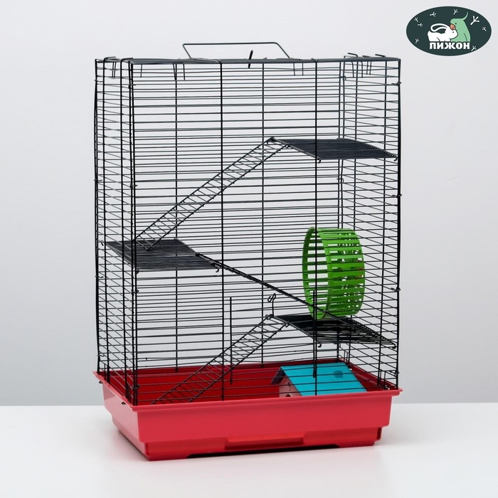 Клетка для грызунов Клетка для грызунов "Пижон" №5, с 3 этажами, укомплектованная, 41 х 30 х 58 см, рубиновая