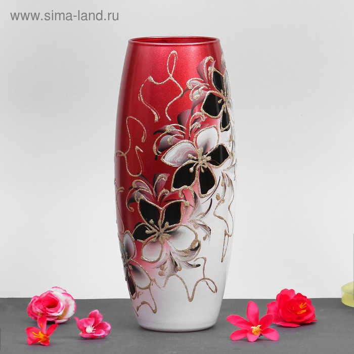 Ваза  Ваза "Цветочные узоры" d-7.5х11х26 см