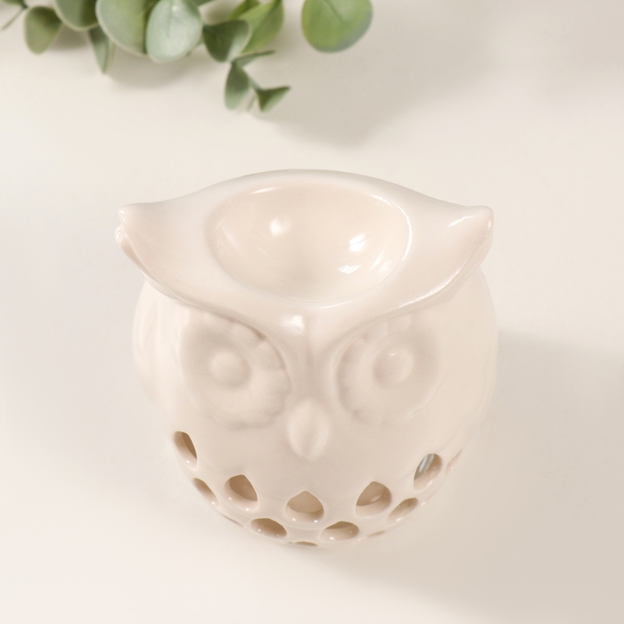 Аромалампа керамика Аромалампа керамика "Белый филин. Капельки" 7,5х8х10 см