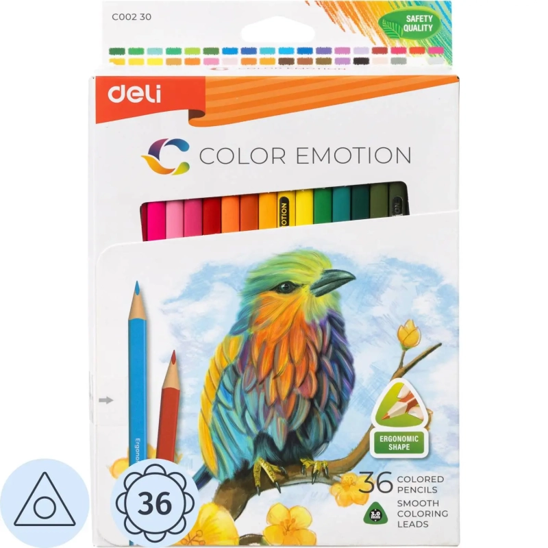 Карандаши цветные Deli Color Emotion EC00230 3-гран. липа 36цв/наб