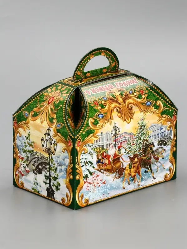 Подарочная новогодняя коробка «ЧУДО ТРОЙКА в золоте» Ларец малый, 18.5×12.5×19 см Подарочная новогодняя коробка «ЧУДО ТРОЙКА в золоте» Ларец малый, 18.5×12.5×19 см