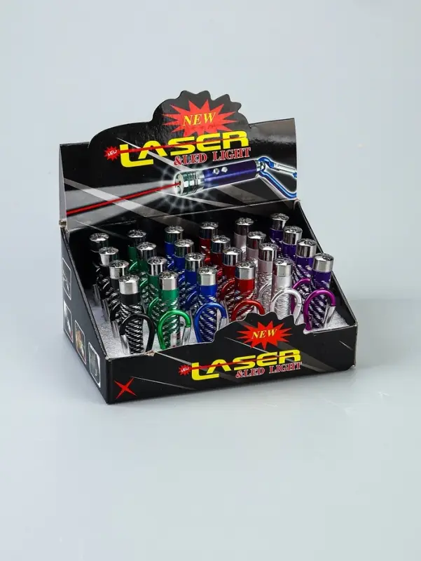 Фонарик - лазер брелок для ключей на карабине &laquo;Камушек&raquo;, МИКС