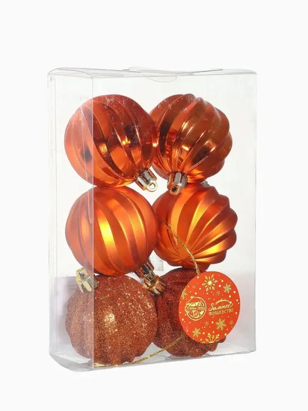 Ёлочные игрушки &laquo;Волна&raquo;, шары новогодние, d=6 см, набор 6 шт.