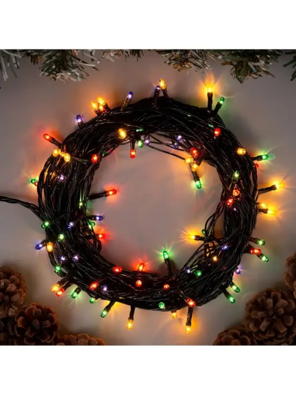 Гирлянда &laquo;Нить&raquo; 7 м, IP20, тёмная нить, 100 ламп, 8 режимов, 220 В, свечение мульти