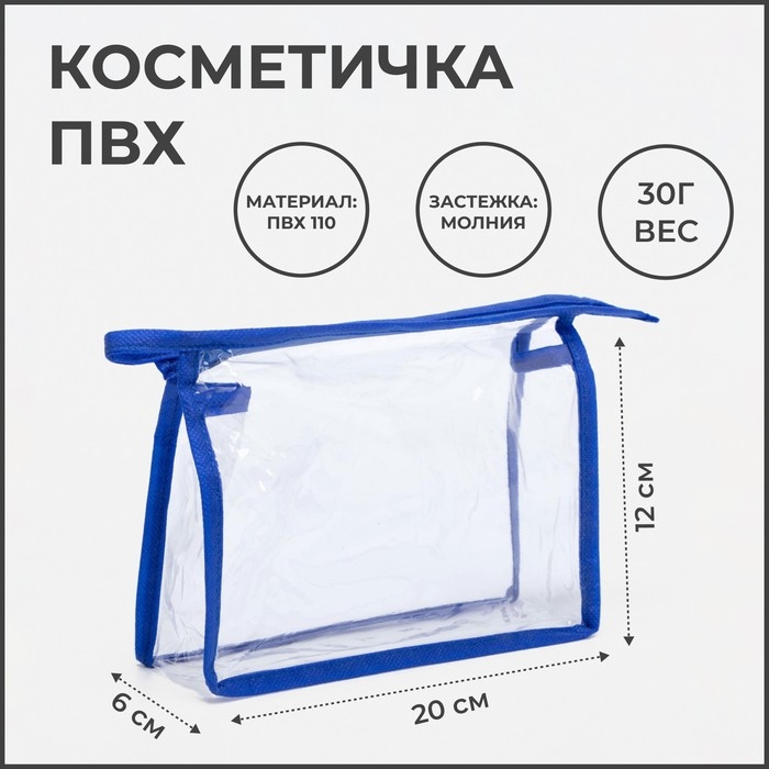 Косметичка на молнии, цвет синий Косметичка на молнии, цвет синий