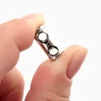 Фиксатор для шнура, двойной, d=4 мм, 8&times;26 мм, 2 шт., цвет серебряный