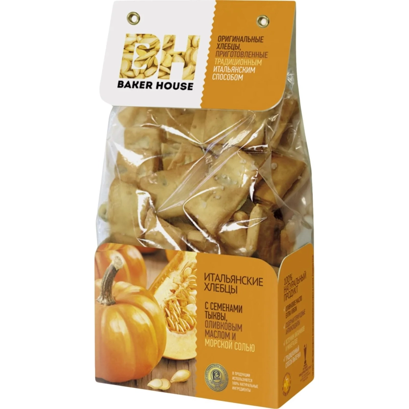 Хлебцы Итальянские BAKER HOUSE сем тыкв олив мас соль 1/250 Раменский 1,75