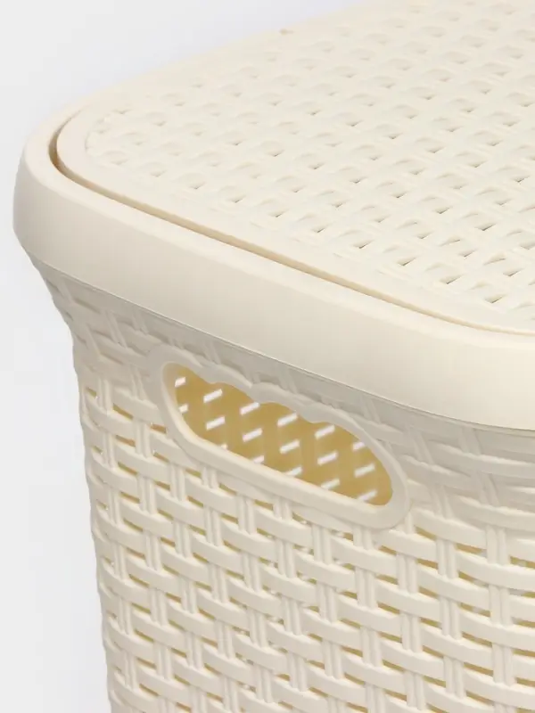 Корзина бельевая, 60 л, 34.6&times;44.5&times;56 см, с крышкой, слоновая кость