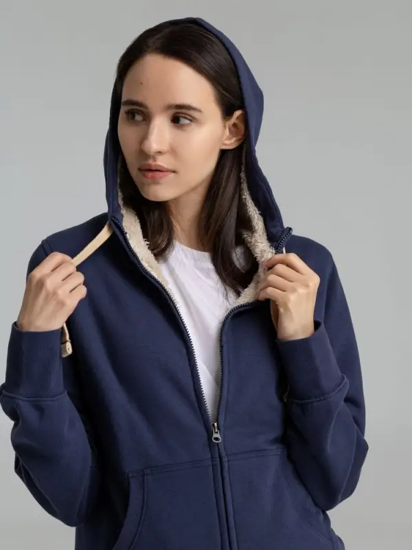 Толстовка унисекс на молнии Sherpa 280, темно-синяя, размер XS Толстовка унисекс на молнии Sherpa 280, темно-синяя, размер XS