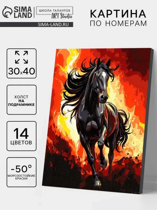 Картина по номерам на холсте «Огненный конь» 30×40 см Картина по номерам на холсте «Огненный конь» 30×40 см