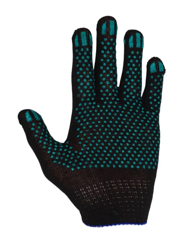 Перчатки садовые, хб, вязка 10 класс, 3 нити, размер 9, с ПВХ точками, чёрные Перчатки садовые, хб, вязка 10 класс, 3 нити, размер 9, с ПВХ точками, чёрные