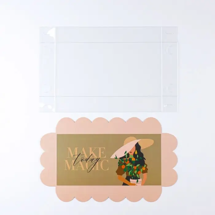 Коробка для печенья, кондитерская упаковка с PVC крышкой, Make today magic, 10.5&times;21&times;3 см