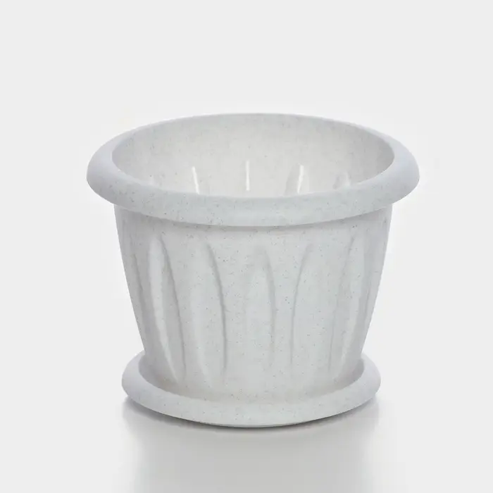 Горшок для цветов с поддоном &laquo;Фелиция&raquo;, 1.8 л, d=17.7 см, h=13.6 см, пластиковый, мраморный