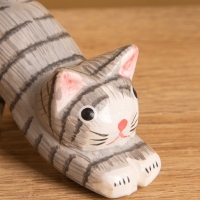 Сувенир «Потягивающийся Кот», 2.5×6×5 см, дерево, серый