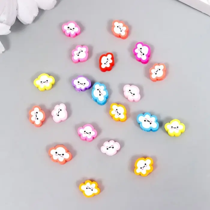 Бусины для творчества PVC  Бусины для творчества PVC "Облачко-смайл" цветные набор 20 шт 1х1х1 см