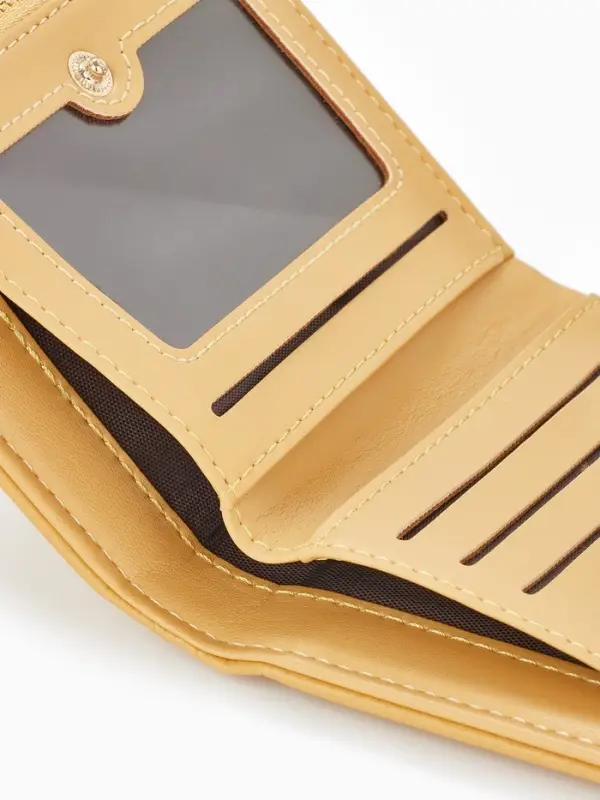 Кошелёк женский на кнопке, 11.5&times;2&times;9 см, комбинированный, жёлтый